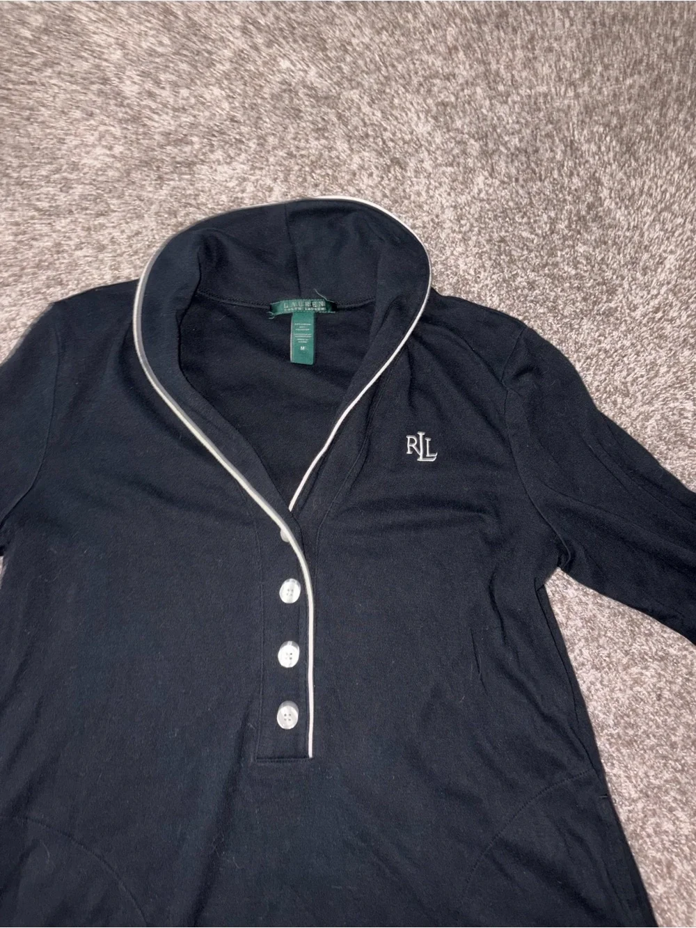Ralph Lauren Black Polo-Style Long Sleeve Dress